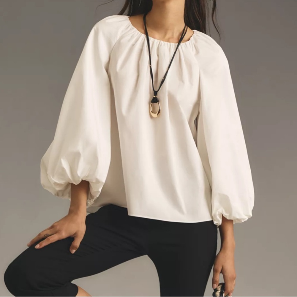 Mare Mare White Crew-Neck Blouse